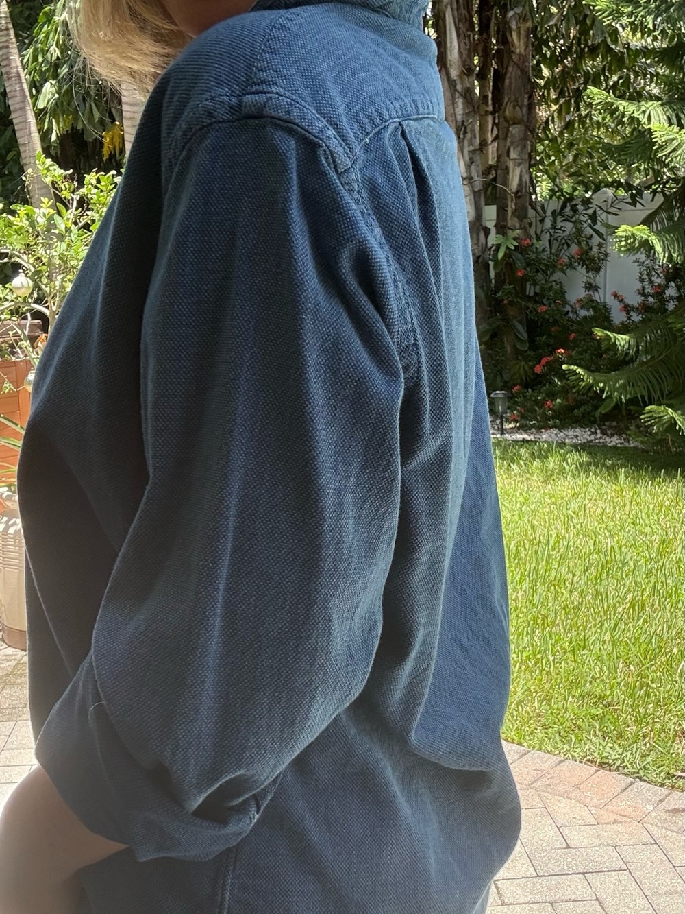 Vintage Ralph Lauren Navy Textured Button-Down Shirt Oversized Woman ( men XL) - Picture 10 of 10